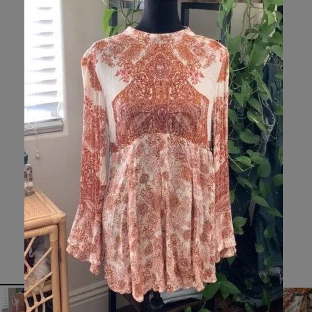 Free People boho bell sleeve top